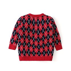 Babyhug Knit Full Sleeves Pullover Sweater & Pant Set  Argyle Design - Red
