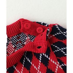 Babyhug Knit Full Sleeves Pullover Sweater & Pant Set  Argyle Design - Red