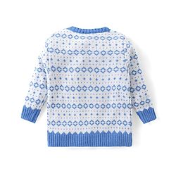 Babyhug Knitted Full Sleeves Pullover Sweater & Pant Set with Aztec Design - Blue