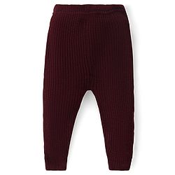 Babyhug Knitted Full Sleeves Pullover Sweater Set with Colour Block Design - Green White &  Maroon