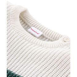 Babyhug Knitted Full Sleeves Pullover Sweater Set with Colour Block Design - Green White &  Maroon
