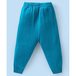 Babyhug Knitted Full Sleeves Striped Hooded Sweater Set - Blue & Yellow