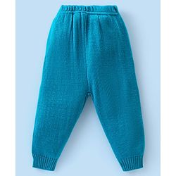 Babyhug Knitted Full Sleeves Striped Hooded Sweater Set - Blue & Yellow