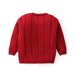 Babyhug Knit Full Sleeves Sweater Set with Cable Knit Design - Rust