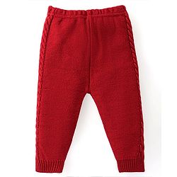 Babyhug Knit Full Sleeves Sweater Set with Cable Knit Design - Rust