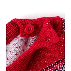 Babyhug Knitted Full Sleeves Sweater Set with Floral Design - Red