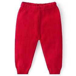Babyhug Knitted Full Sleeves Sweater Set with Floral Design - Red
