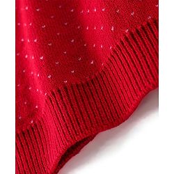 Babyhug Knitted Full Sleeves Sweater Set with Floral Design - Red