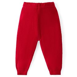 Babyhug Knitted Full Sleeves Sweater Set with Floral Design - Red
