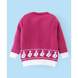 Babyhug Knitted Full Sleeves Sweater Set with Duck Design - Pink