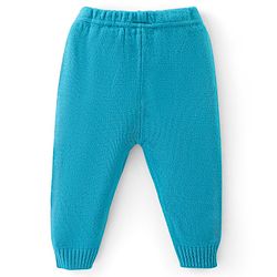 Babyhug Knit Full Sleeves Sweater Set with Aztec & Reindeer Design - Blue