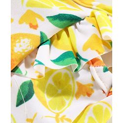 Babyhug Water Repellant Sleeveless Two Piece Swimsuit with Frill Detailing Fruits Print - Yellow