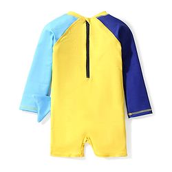 Babyhug Full  Sleeves Water Repellent Legged Swimsuit with Dino Print - Yellow