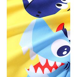 Babyhug Full  Sleeves Water Repellent Legged Swimsuit with Dino Print - Yellow
