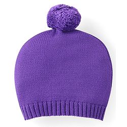 Babyhug Knit Full Sleeves Pullover Sweater Set with Cap & Car Design - Purple