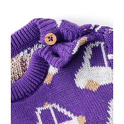 Babyhug Knit Full Sleeves Pullover Sweater Set with Cap & Car Design - Purple