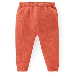 Babyhug Knit Full Sleeves Sweater Set with Giraffe Design - Yellow & Rust