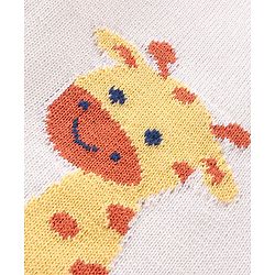 Babyhug Knit Full Sleeves Sweater Set with Giraffe Design - Yellow & Rust