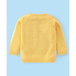 Babyhug Full Sleeves Sweater Set with Cap Lion Design - Yellow