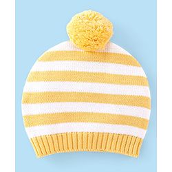 Babyhug Full Sleeves Sweater Set with Cap Lion Design - Yellow