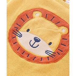 Babyhug Full Sleeves Sweater Set with Cap Lion Design - Yellow