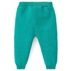 Babyhug Cotton Knit Full Raglan Sleeves Sweater Set with Cap & Stripes Design - Teal Blue