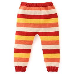 Babyhug Organic Cotton Knit Raglan Full Sleeves Striped Sweater Set & Cap with Porcupine Patch Detailing - Beige & Rust
