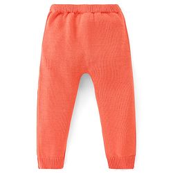 Babyhug Knitted Full Sleeves Striped Sweater Set with Cap & Fox Patch - Peach