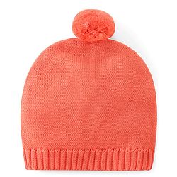 Babyhug Knitted Full Sleeves Striped Sweater Set with Cap & Fox Patch - Peach