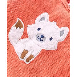 Babyhug Knit Full Sleeves Sweater Set with Cap Fox Design - Orange