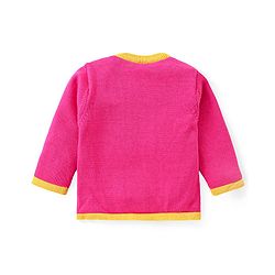 Babyhug Knitted Full Sleeves Pullover Floral Designed Sweater Set with Cap- Dark Pink