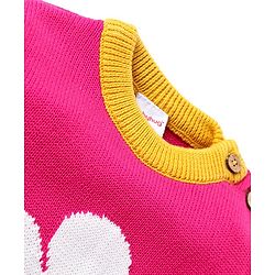 Babyhug Knitted Full Sleeves Pullover Floral Designed Sweater Set with Cap- Dark Pink
