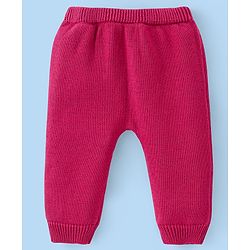 Babyhug Cotton Knit Full Sleeves Front Open Hooded Sweater Set with Stripes Design - Red