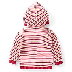 Babyhug Knitted Full Sleeves Striped Hooded Sweater Set - Red