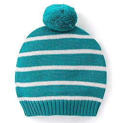Babyhug Knitted Full Raglan Sleeves Pullover Sweater Set With Cap & Horse Patch Detailing - Green