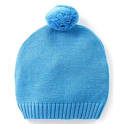 Babyhug Knitted Full Sleeves Pullover Sweater Set with Cap & Bear Design- Blue