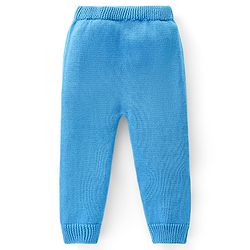 Babyhug Knitted Full Sleeves Pullover Sweater Set with Cap & Bear Design- Blue