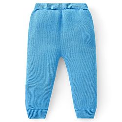Babyhug Knitted Full Sleeves Pullover Sweater Set with Cap & Bear Design- Blue