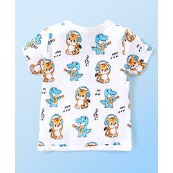 Babyhug 100% Cotton Knit Set of  Vests with Striped Crocodile & Tiger Print Pack of 3 - Multicolour