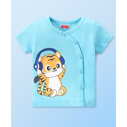 Babyhug 100% Cotton Knit Set of  Vests with Striped Crocodile & Tiger Print Pack of 3 - Multicolour