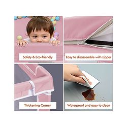 Babyhug Smart Portable with Safety Lock Playpen with Play Gate Fence - Pink