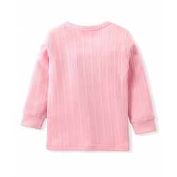 Babyhug Full Sleeves Front Open Solid Thermal Vest & Pant - Pink