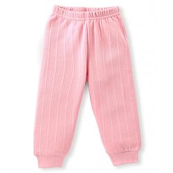 Babyhug Full Sleeves Front Open Solid Thermal Vest & Pant - Pink