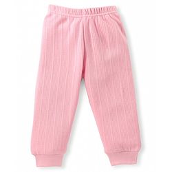 Babyhug Full Sleeves Front Open Solid Thermal Vest & Pant - Pink