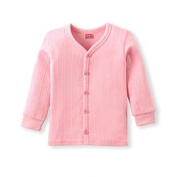 Babyhug Full Sleeves Front Open Solid Thermal Vest & Pant - Pink