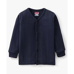 Babyhug Full Sleeves Front Open Solid Thermal Vest & Pant - Navy Blue