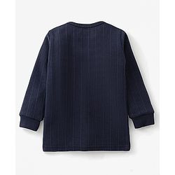 Babyhug Full Sleeves Front Open Solid Thermal Vest & Pant - Navy Blue