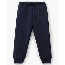 Babyhug Full Sleeves Front Open Solid Thermal Vest & Pant - Navy Blue