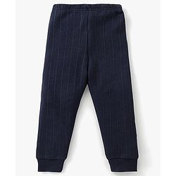Babyhug Full Sleeves Front Open Solid Thermal Vest & Pant - Navy Blue