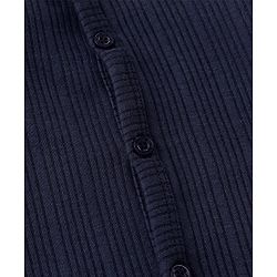 Babyhug Full Sleeves Front Open Solid Thermal Vest & Pant - Navy Blue